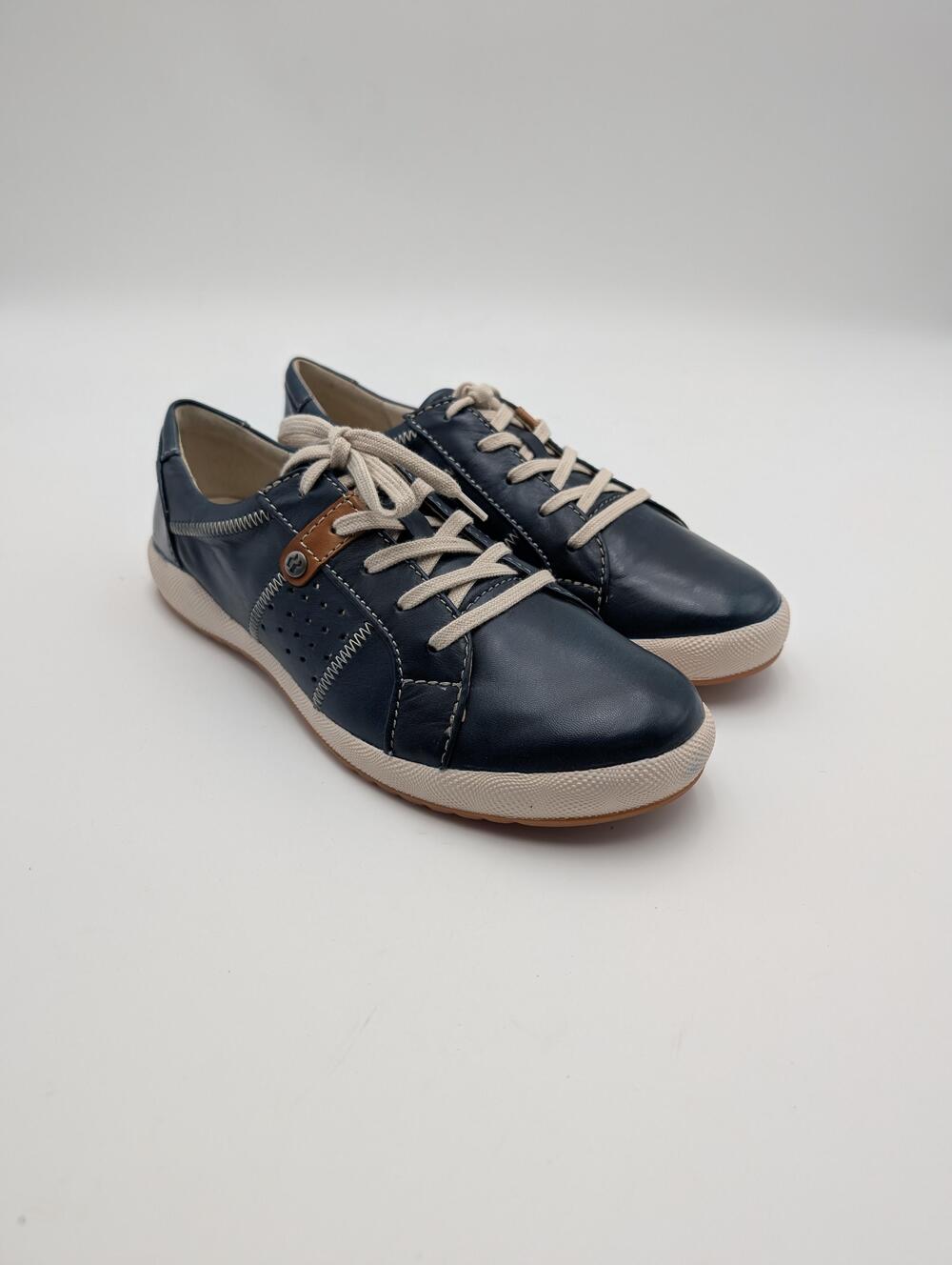 Romika Shoes Womens Size 5.5 Blue Leather Sneaker Comfort Lace Up EU 36 Casual
